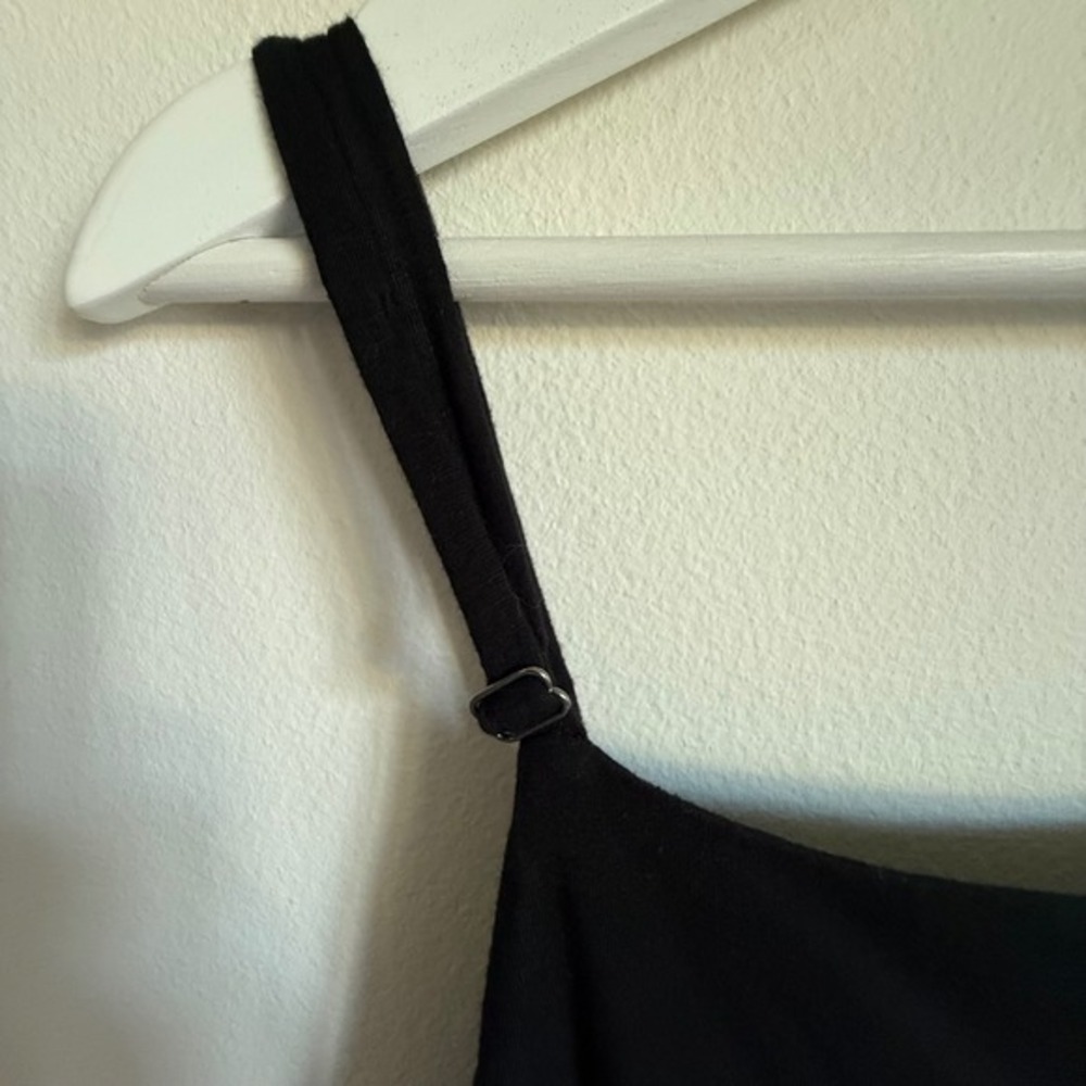Black Tie-Back Maxi Dress |‎ Cotton Blend Minimalist Style XL - Picture 7 of 7